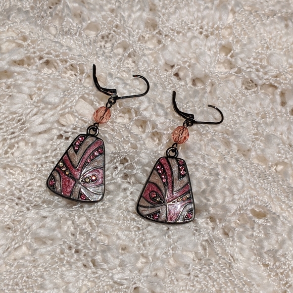 💍Jazzy pink and cream earrings - Picture 2 of 4